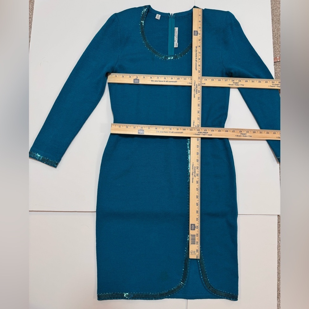 St. John Teal Long Sleeve Dress with Sequin detail - Picture 12 of 12